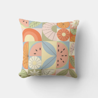 Sommar Citrus Watermelon: Abstrakt Geometric Patte Kudde