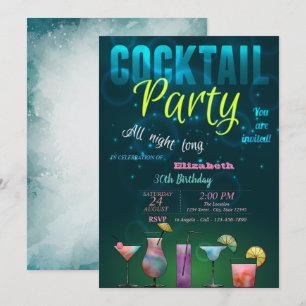 Sommar, Cocktail, Pool Födelsedagsfest Inbjudningar