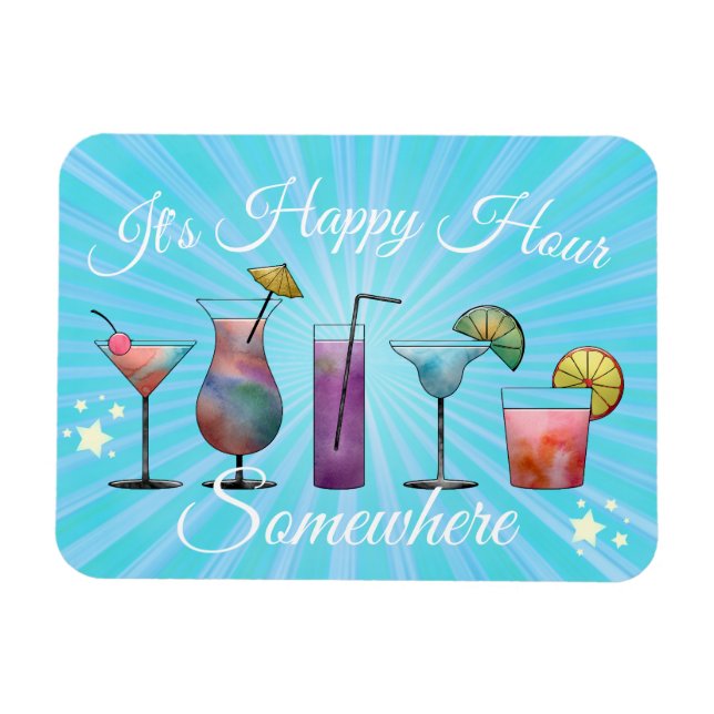 Sommar Cocktails Lycklig Hour nånstans Magnet (Horisontell)