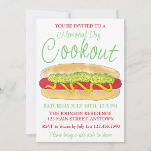Sommar Cookout Picnic Maine Red Snapper Hotdog ME Inbjudningar