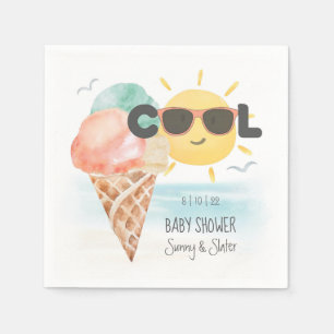 Sommar Cool Tropisk Strand Glass Babyfirande Pappersservett