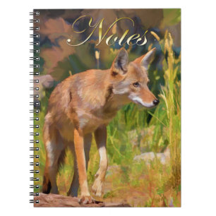 Sommar Coyote Wildlife-målning Anteckningsbok Med Spiral