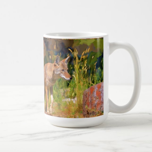 Sommar Coyote Wildlife-målning Kaffemugg (Höger)