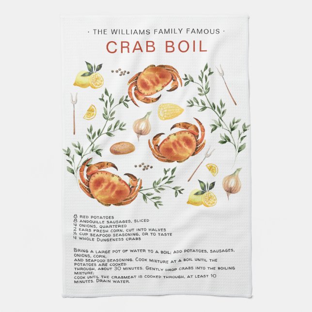 Sommar Crab Boil | Recipe Heirloom Tea Towel Kökshandduk (Vertikal)