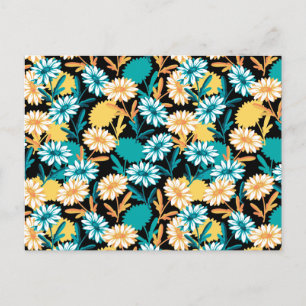 Sommar Daisy Blomsterträdgård Black Ver Vykort