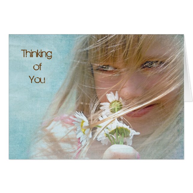 Sommar Daisy Flickor tänker på dig Hälsningskort (Framsidan Horizontal)