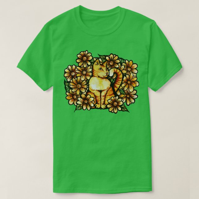 Sommar Daisy Orange Cat T Shirt (Design framsida)