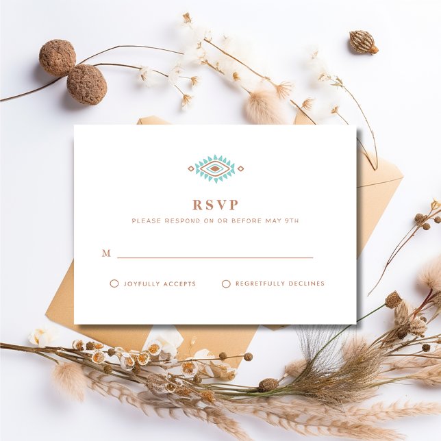 Sommar Desert Southwest Bröllop OSA Kort (Summer Desert Southwestern Wedding RSVP card)