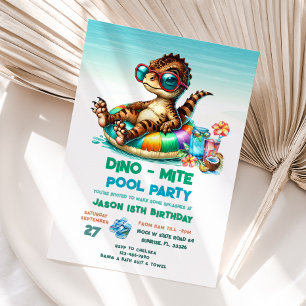 Sommar Dino Bassäng Party-födelsedagsinbjudan Inbjudningar