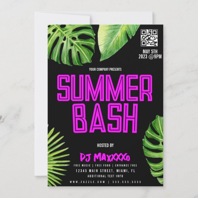 Sommar DJ-event Beach Party Bar Club Flyer Inbjudningar (Framsida)