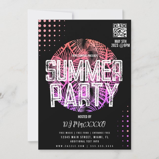 Sommar DJ-event Beach Party Bar Club Flyer Inbjudningar (Framsida)