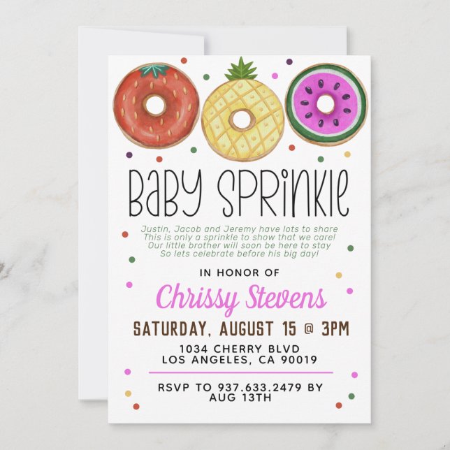 Sommar Donut Baby Sprinkle Shower-inbjudan Inbjudningar (Framsida)