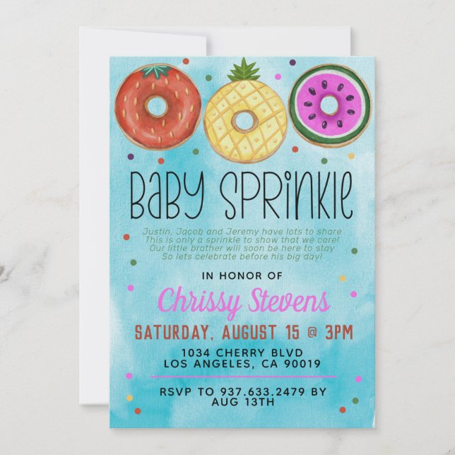 Sommar Donut Baby Sprinkle Shower-inbjudan Inbjudningar (Framsida)
