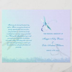 Sommar Dragonfly Bröllop Ceremony Bi Fold Program