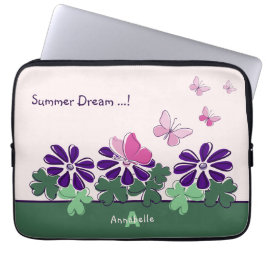 Sommar Dream! Rosa Butterfly Flutter Namn Laptop Fodral