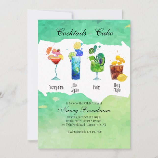 Sommar Drycker Inbjudan (Framsida)