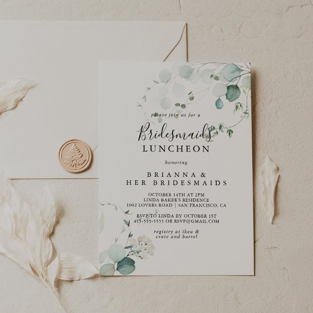 Sommar Eucalyptus Bridesmaids Luncheon Shower Inbjudningar (Skapare uppladdad)