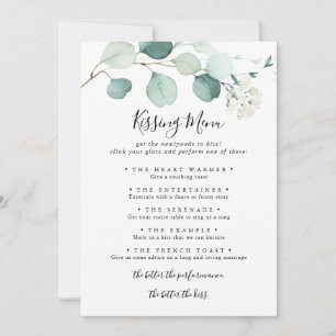 Sommar Eucalyptus Bröllop Kissing Menu-spelkort