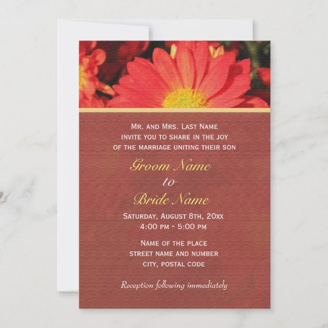 Sommar, fall daisy blommor bröllopsinbjudningar inbjudningar (Framsida)