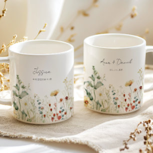 Sommar Fält med Vilda Blommor Brudtärna Bröllopsgå Kaffemugg