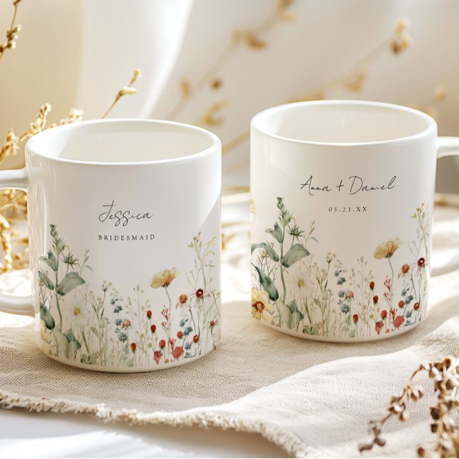 Sommar Fält med Vilda Blommor Brudtärna Bröllopsgå Kaffemugg (Skapare uppladdad)