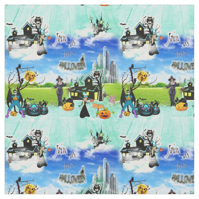 Sommar Fantasy Halloween-inbjudan upprepad Tyg (Närbild)