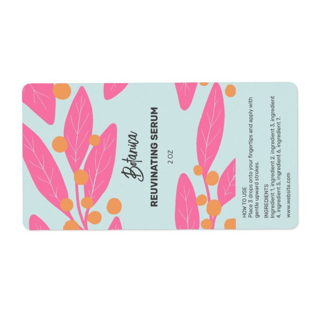 Sommar-Färgad-Löv-serumdropper-Flaska-etiketter Fraktsedel (Framsidan)