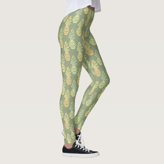 Sommar färgglad ananas frukt grön mönster leggings (Höger)