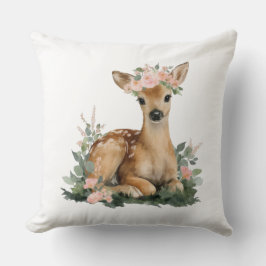 Sommar Fawn Akvarell Baby Shower Kudde