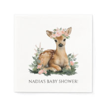 Sommar Fawn Akvarell Baby Shower