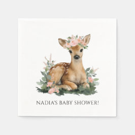 Sommar Fawn Akvarell Baby Shower Pappersservett
