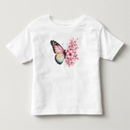 Sommar Fjäril Blommor Akvarell Blommig Design T Shirt
