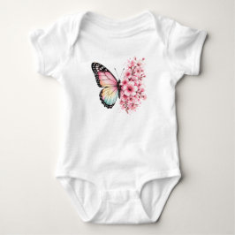 Sommar Fjäril Blommor Akvarell Blommig Design T Shirt