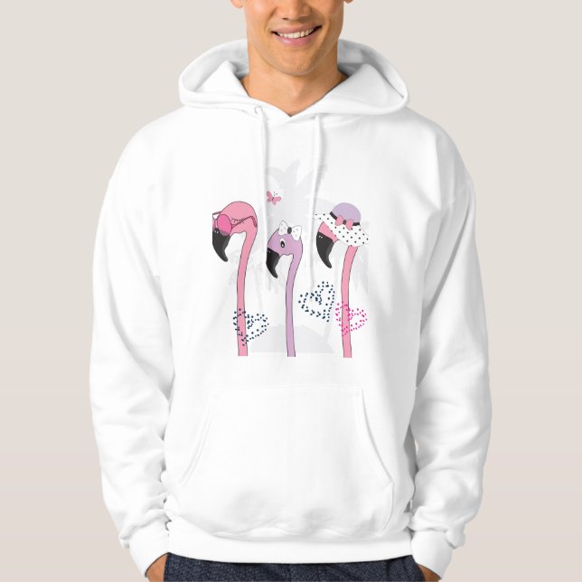 Sommar Flamingo: Beach Vintage Illustration. Hoodie (Framsida)