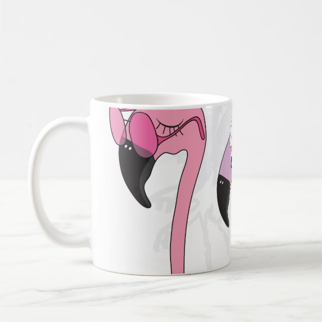 Sommar Flamingo: Beach Vintage Illustration. Kaffemugg (Vänster)