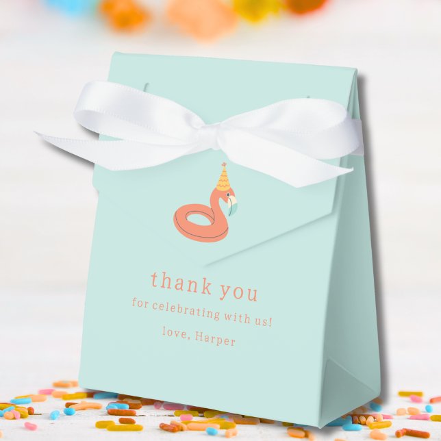 sommar flamingo flotte barn födelsedags pool fest  presentaskar (flamingo birthday pool party thank you for celebrating with us party favor gift box modern)