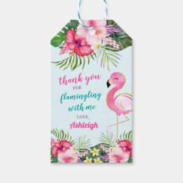 Sommar Flamingo Födelsedagsfest Tack Presentetikett
