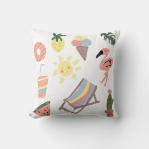 Sommar Flamingo Handritade Klotter Kudde