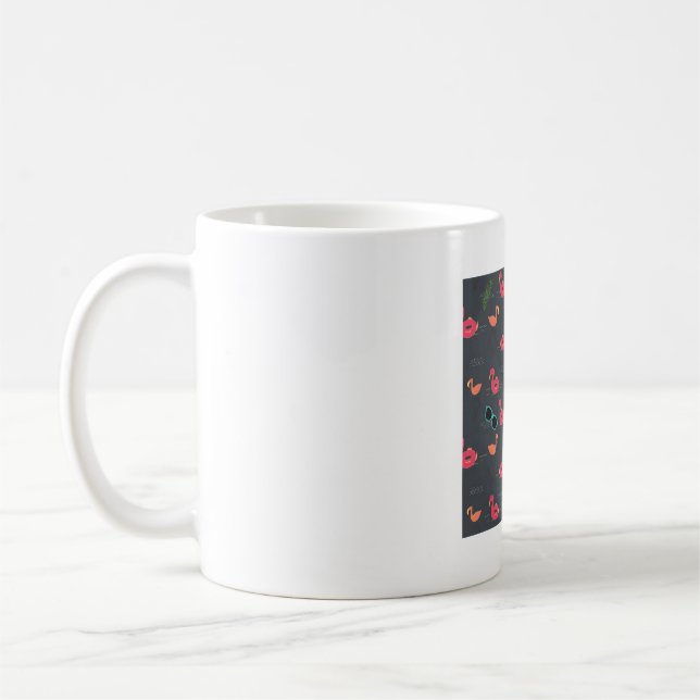 sommar flamingo strandfest svart kaffemugg (Vänster)