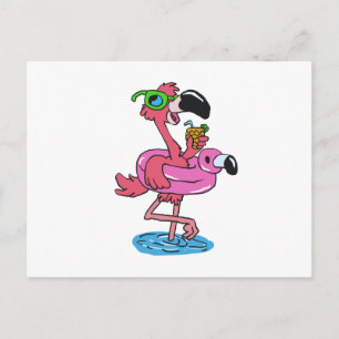 Sommar Flamingo tecknad välj bakgrund färg Vykort