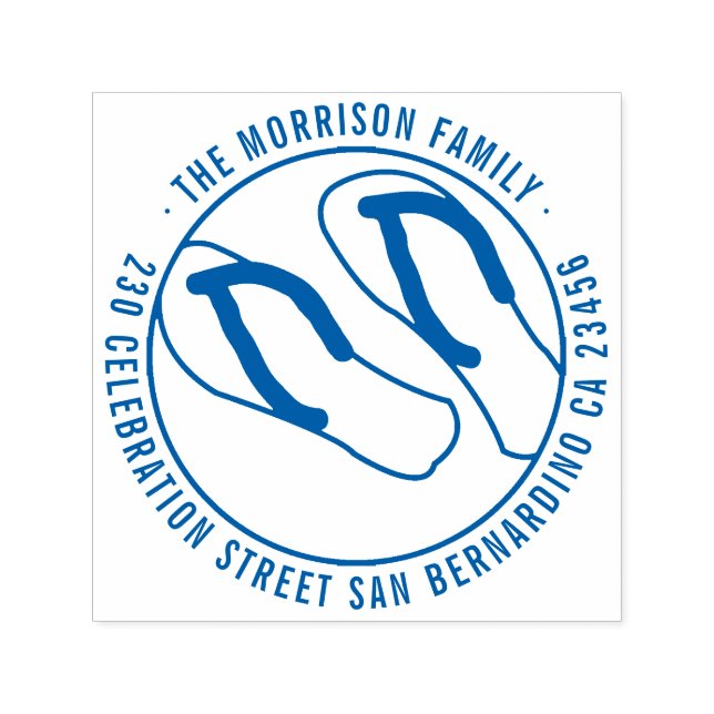 Sommar-Flinflip flops-rundans familj Namn Returadr Självfärgande Stämpel (Design)