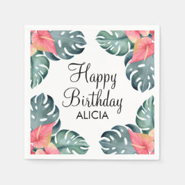 Sommar Flora Anthurium & Monstera Birthday Pappersservett