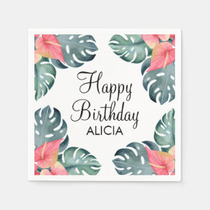 Sommar Flora Anthurium & Monstera Birthday Pappersservett