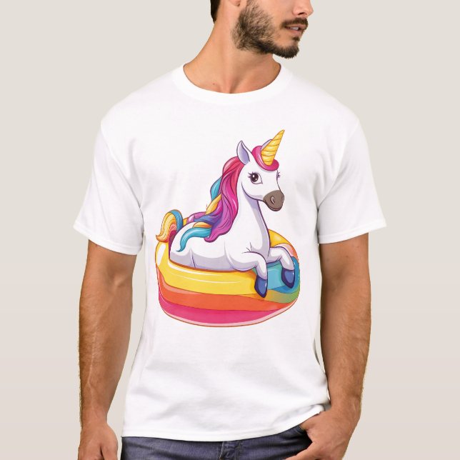 Sommar Flytande Enhörning (1) T Shirt (Framsida)