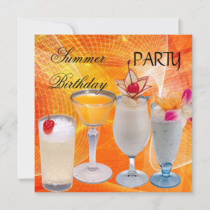Sommar Födelsedagsfest Cocktail Tropical Inbjudningar