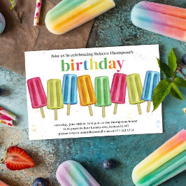 Sommar Födelsedagsfest Cute Popsicles Inbjudningar