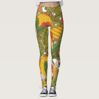 Sommar Food Vintage Illustration Mönster Leggings