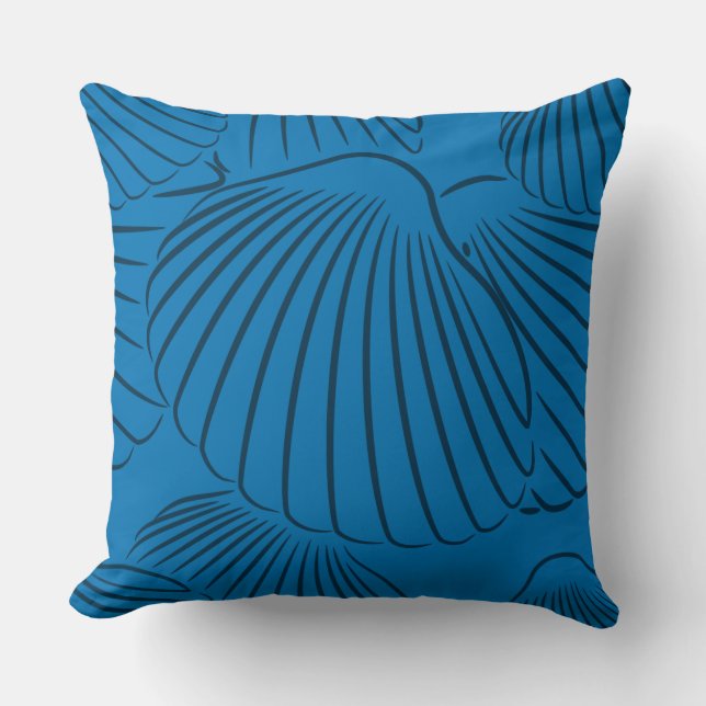 Sommar-Fransk-Blue Seashell Mönster Dekorativ kudd Kudde (Framsida)