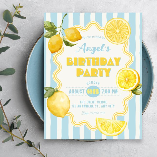 Sommar frisk citron födelsedag inbjudningar (Skapare uppladdad)