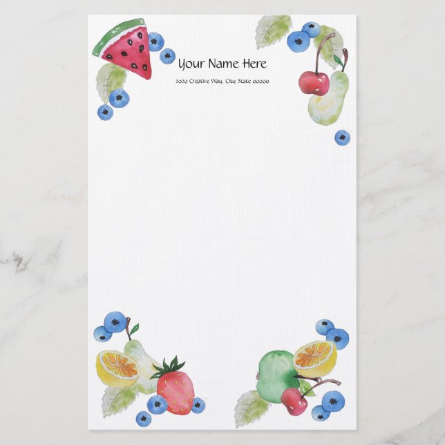 Sommar Fruit Linen Stationery Brevpapper (Framsida)